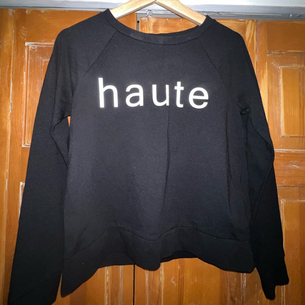 Banana Republic Black Crewneck Sweatshirt with White "haute" Graphic